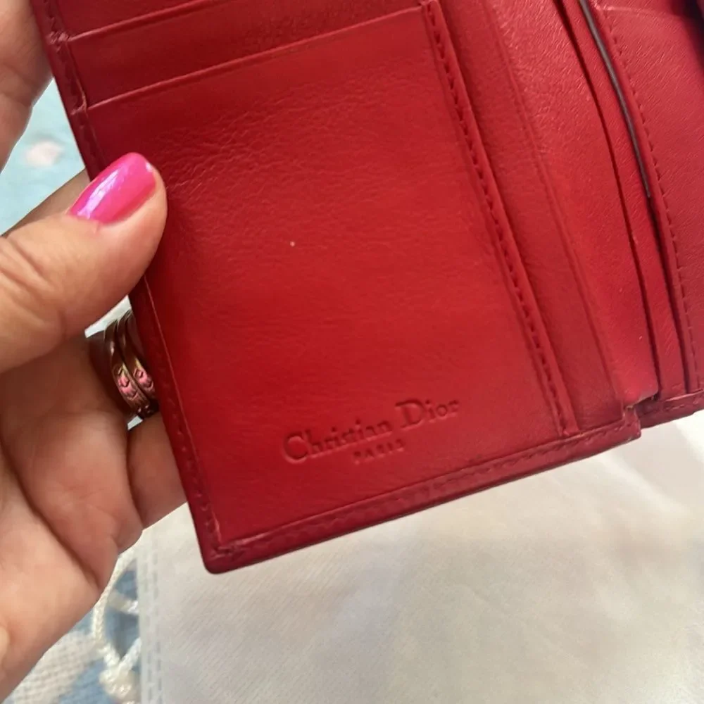 VTG *Christian Dior* AUTHENTIC Saddle Flap Red 2-Way French Wallet Clutch